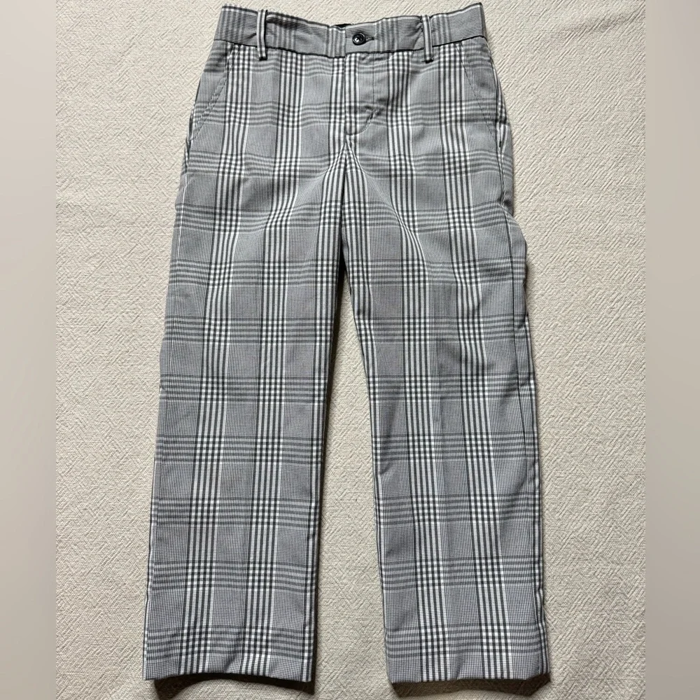 Janie & Jack Boys Gingham Plaid Grey Dressy Pants 10 - Picture 2 of 7